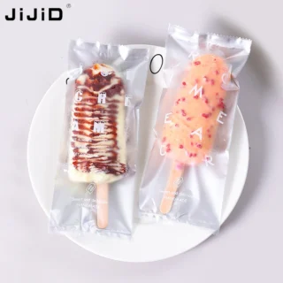 JIJID Transparent Clear Heat Seal Yogurt Food Zip Lock Zipper Freezing Pouch Plastic Ice Cream Pop Popsicle Mold Packaging Bag