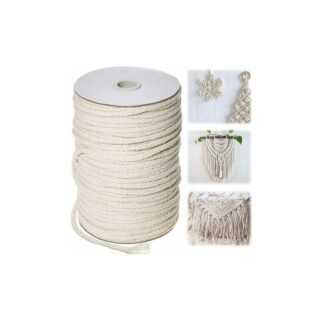 Makramee-Seil, 5 mm x 100 m, natürliches Baumwollseil zum Stricken für hängende Pflanzen, DIY-Dekoration (Beige)