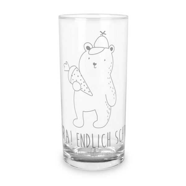 Mr. & Mrs. Panda Glas 200 ml Bär Schultüte - Transparent - Geschenk, Teddybär, Trinkglas mi, Premium Glas, Liebevolle Gravur