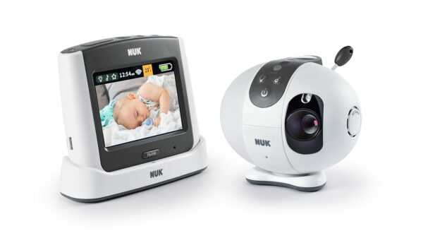 NUK Eco Control+ Video Max 410, Babyphone mit Kamera, Sternenprojektion, frei von hochfrequenter Strahlung im Eco-Mode, Max 100m Reichweite