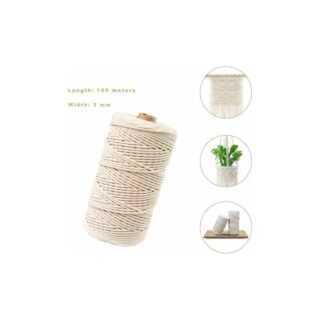 Natürlicher Baumwollfaden, Baumwollfaden Handwerk, weiße Baumwollkordel, DIY-Kordel, Makramee-Faden (100M-3mm)