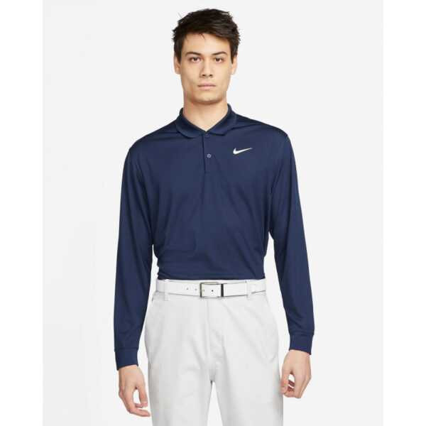 Nike Dri-FIT Victory Long-Sleeve Golf-Polo Herren | college navy-white XL