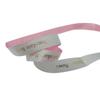 Wholesale 25mm Hot Stamping Satin Ribbon Flower Bouquet Wrapping Ribbons for Gift Box