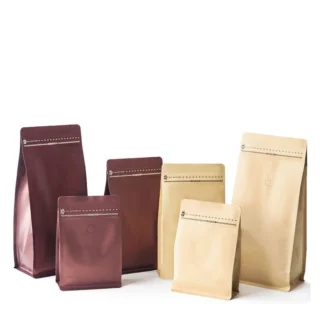 Wholesale Matte Printing Square Bottom 250g 500g 1kg Coffee Bags Zipper Aluminum Foil Flat Bottom Bags With Valve