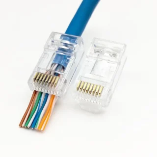 cable 1.3mm 1.5mm plug Cat5e Rg45 Metal 8 Pin Ethernet rj 45 Conector pass through rj45 connector cat6 utp