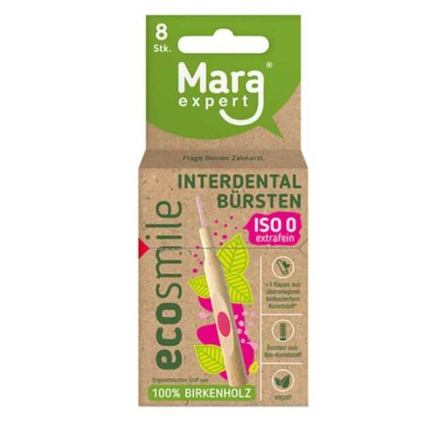 10er Pack á 8 Stück ( 80 Stück ) MARA EXPERT Interdentalbürsten aus Birkenholz - FSC zertifiziert - Borsten aus Bio Kunststoff von Zahnärzten entwickelt ISO 0