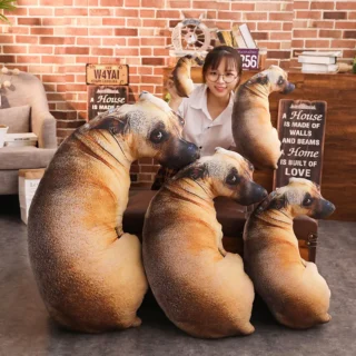 2023 HOT 50cm 3D Lifelike Animal Cute Bend Dog Printed Throw Pillow Funny Dog Head Cosplay Favorite