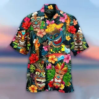 2023 Summer Loose Breathable 3d Print Trendy Cool Fashion Hawaiian Shirts Beach Party Tops Short