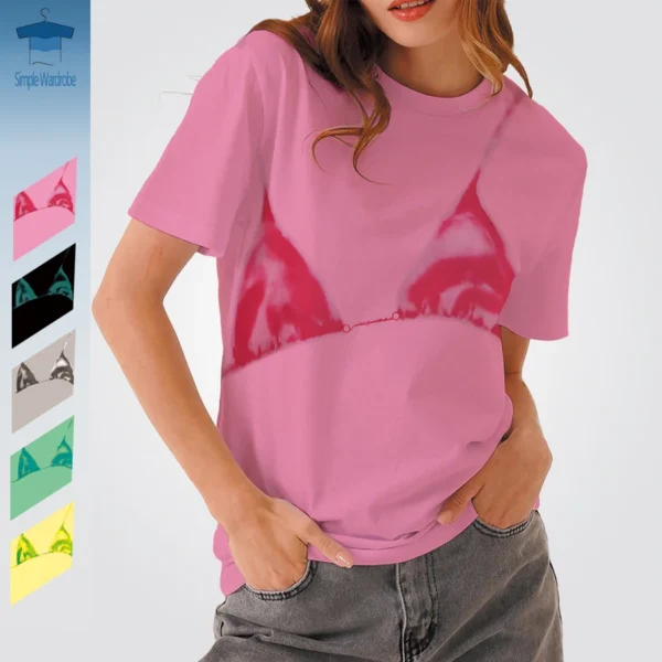 2023 Summer Popular Bikini Tee 3D Print Y2K Hot Girl Clothes For Women O-neck Short Sleeves