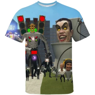 3D Funny Skibidi Toilet Printing T Shirt Cartoon Camera Graphic T-shirts For Men Kid Fashion