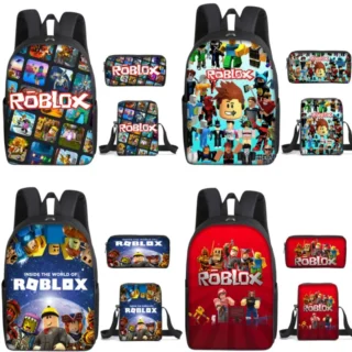 3PC-SET 3D Printing Roblox Game Surrounding Primary and Secondary School Students Backpack Satchel