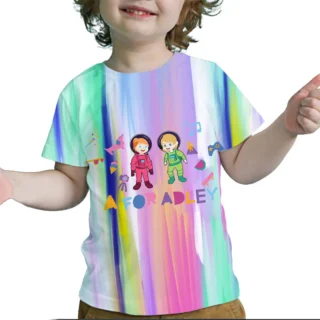 A for Adley T Shirt Summer Unicorn Rainbow 3d Print Children Short-sleeved Tops T-shirts Fashion Ice