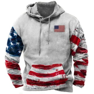 American Flag 3D Printed 2024 Harajuku USA Hooded Sweatshirts Men Clothing Long Sleeve Streetwear