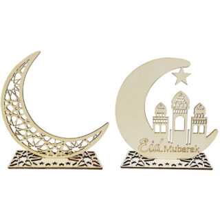 Amirror Smart Ug - 2-Sätze Ramadan Eid Mubarak Dekoration, Holz Ramadan Dekoration Licht Tischdekoration, diy Mubarak Hauptdekor Geschenk,
