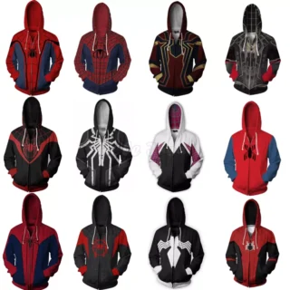 Anime Superhero Spiderman Hooded Coat Cosplay Costume Men Women 3D Digital Printing Zipper Cardigan