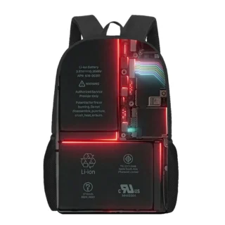 Battery with Red Light Creativity 3D Print School Bag for Teenagers Boys Girls Primary Kids Casual