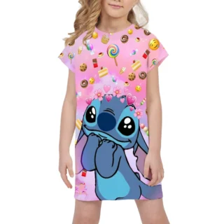 Cute Stitch 3D Print Girls' Dress Party Dresses Kids Birthday Gifts 2-8Y Children Girls Dress Baby