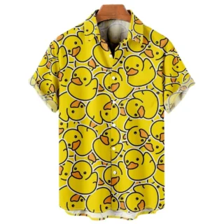 Duck 3d Print Shirts Men Fashion Hawaiian Shirt Short Sleeve Casual Beach Shirts Boys