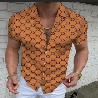 Hawaiian men's short sleeved shirt European size 3D printed vest fashionable trend summer