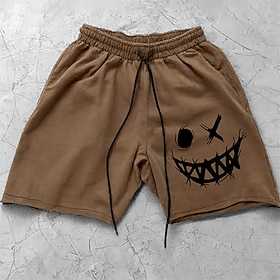 Herren-Shorts mit Smiley-Print, Sommer-Shorts, Hawaii-Shorts, Seitentaschen, Kordelzug, elastische Taille, 3D-Print, atmungsaktiv, weich, kurz, lässig, Alltag,