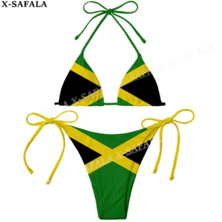 Jamaica Country Flag 3D Print Women Micro Sexy Bikini Bra Set Summer Beachwear Sexy Beach Two Pieces