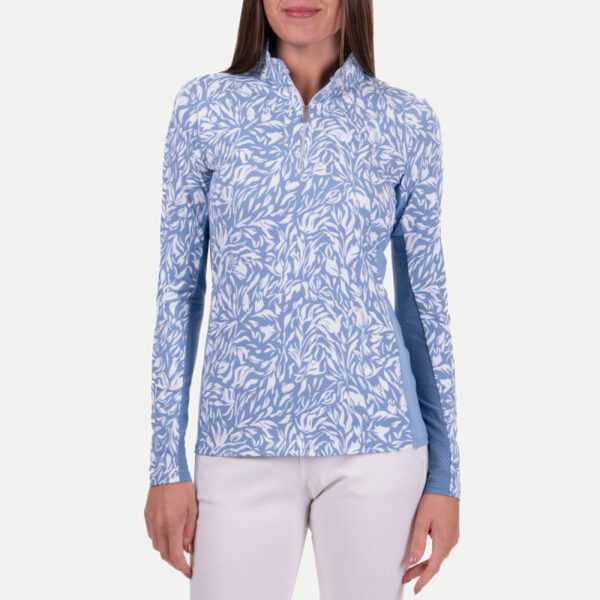 KJUS Sunshine Printed Half-Zip Pullover Damen | calm blue-white 36
