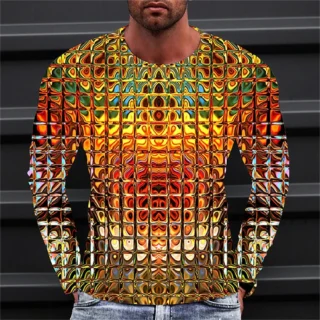 Men's Long Sleeve Crew Neck T shirt Graphic Gradient Clothing 3D Print Outdoor Daily Apparel Print