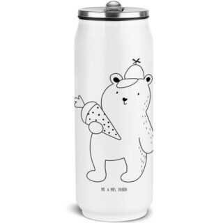 Mr. & Mrs. Panda Isolierflasche Bär Schultüte - Weiß - Geschenk, Getränkedose, Teddy, Grundschule, Er, Trinkhalm und klappbares Mundstück.