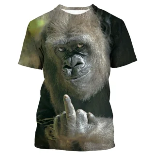 New Fashion Parody Gorilla Fun Monkey 3D Printed T-shirt Men's and Women's Summer Casual Short