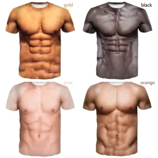 Newest Muscular Man 3D Printed T Shirt Fashion Funny Short-Sleeved Tops Pullover Mens Apparel Tee