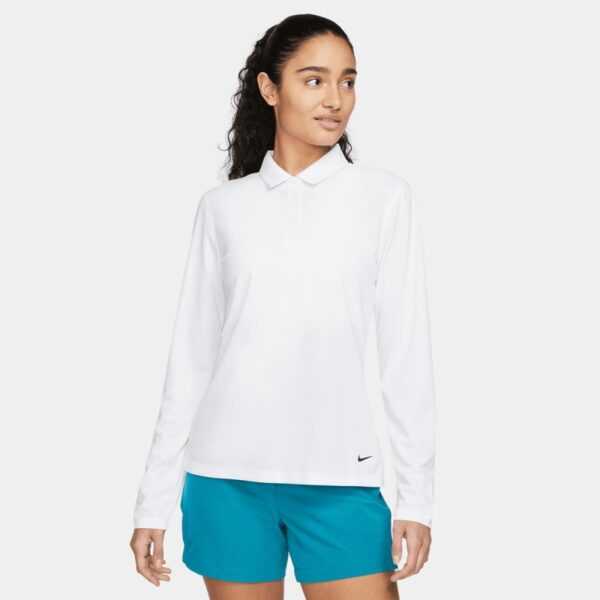 Nike Dri-FIT Victory Long-Sleeve Golf-Polo Damen | white-black S