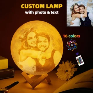 Personalized 3D Printing Moon Lamp Customized Photo Text Night Light USB Rechargeable Birthday