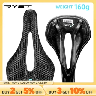 RYET 3D Printed Bike Carbon Saddle 140mm 143mm Super Light Road MTB Racing Saddles Bicycle Seat