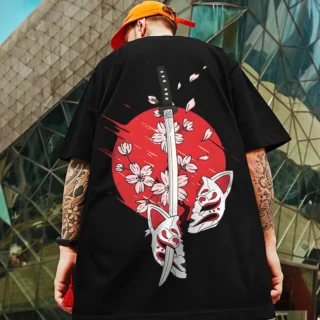 Retro T-Shirts For Men 3d Japanese Samurai Sword Print Male Clothing Street Harajuku Short Sleeved