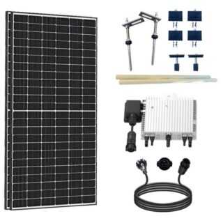 SOLAR-HOOK etm Solaranlage 1000W Balkonkraftwerk Komplettset inkl. 500W Solarmodule, Stockschrauben PV-Montage, 10M Schuckostecker und Neu Generation Deye 800W WIFI Wechselrichter mit Relais