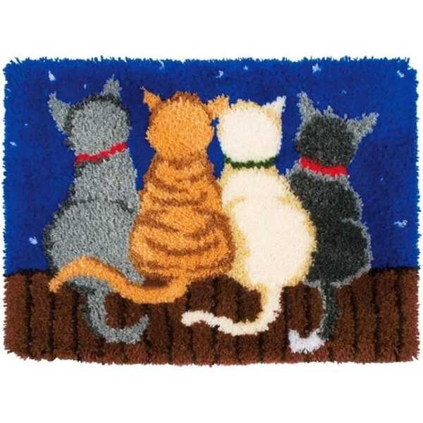 Teppichunterlage DIY handgefertigte Hakennadel -Strick -Kätzchen Teppich (52 * 38 cm), yozhiqu, (1-St), Cartoonkätzchenmuster, geeignet für Anfänger für Erwachsene