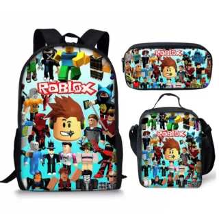 Three-piece Set of 3D Printing Roblox School Bag Game Surrounding Primary and Secondary School