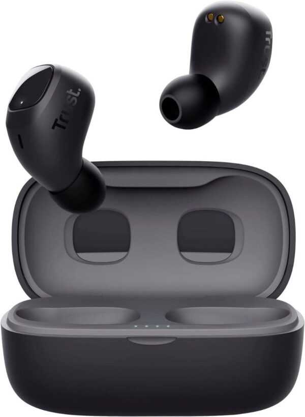 Trust Mobile Nika Compact Bluetooth Kopfhörer, In-Ear Kabellose Ohrhörer, Earbuds mit Ladecase, TWS, Integriertes Mikrofon, bis zu 18 Stunden Spielzeit, für Android, Chrome, iOS, Windows
