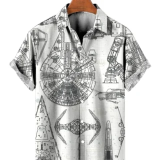 Vintage Shirt For Men 3d Map Printed Short Sleeve Male Shirt Lapel Button Men's Clothing Casual
