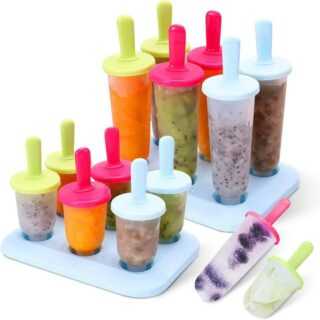 yozhiqu Eisform Eisformen, 12 Eis am Stiel-Formen, DIY Eisformen mit Kunststoffstäben, (1-tlg), BPA-frei, Eisformen für Erwachsene und Kinder große Eisformen