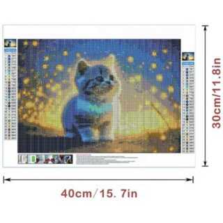 yozhiqu Kreativset Diamant-Malset für Erwachsene - DIY 5D-Katzen und Glühwürmchen, Malspaß nach Zahlen mit Diamanten für Anfänger, Wanddekoration