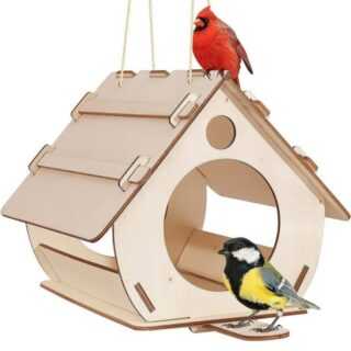 yozhiqu Vogelhaus DIY Outdoor-Vogelhaus aus Holz für Kanarienvögel, Papageien, Design des Vogelhäuschens für einfache Beobachtung